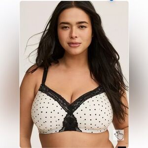 TORRID Polka Dot - Dream Wire-Free Lightly Lined Push-Up Bra 48DD Everyday NWT